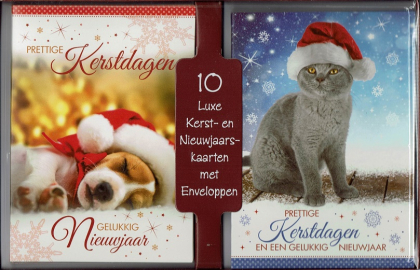 Set van 10 kerstkaarten met dieren