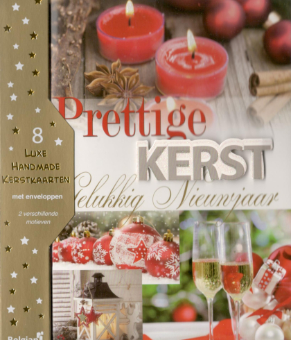 Sfeervolle kerstkaarten met kaarsen en champagne