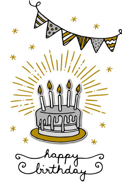 Toffe happy birthday kaart met een taart