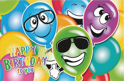 Verjaardagskaart ballonnen met gezichten