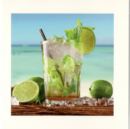 Vierkante kaart met een mojito