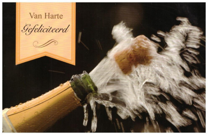 Voordelige Felicitatiekaart met champagnefles