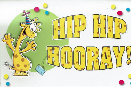 Vrolijke Engelstalige verjaardagskaart HIP HIP HOORAY
