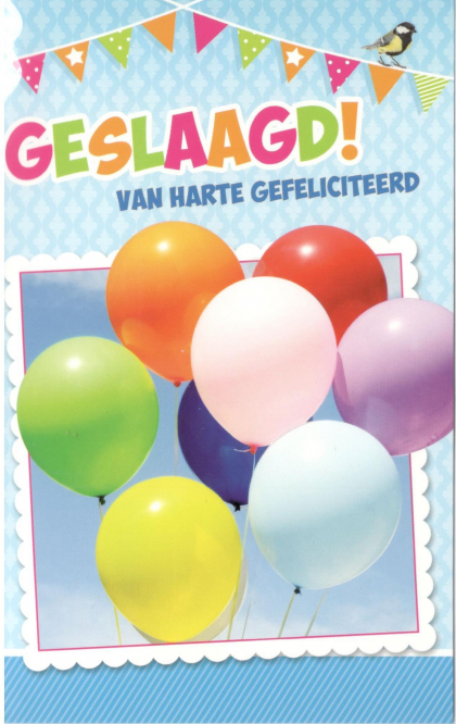 Vrolijke geslaagd kaart met ballonnen