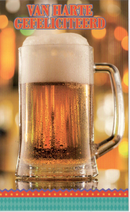 Wenskaart- felicitatiekaart met glas bier