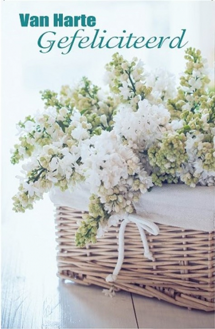 felicitatiekaart met witte bloemen