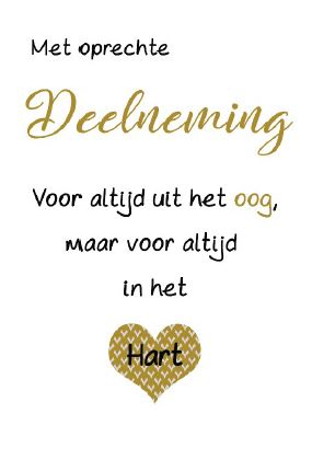 rouwkaart met hart en tekst