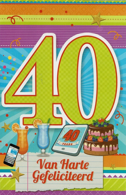 Verjaardagskaart met de cijfer 40