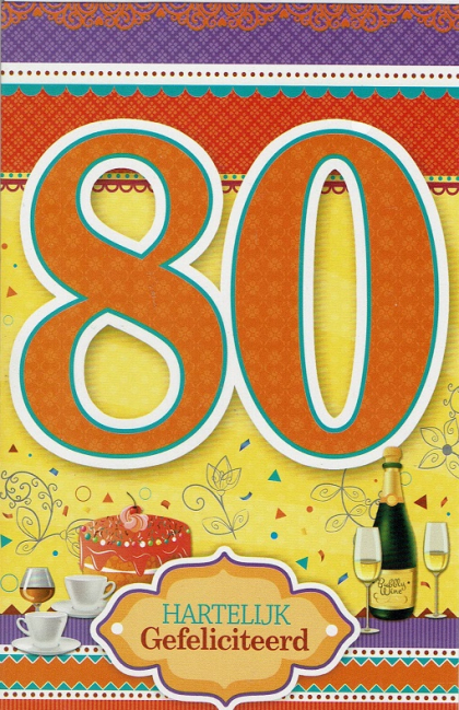 Verjaardagskaart met de cijfer 80