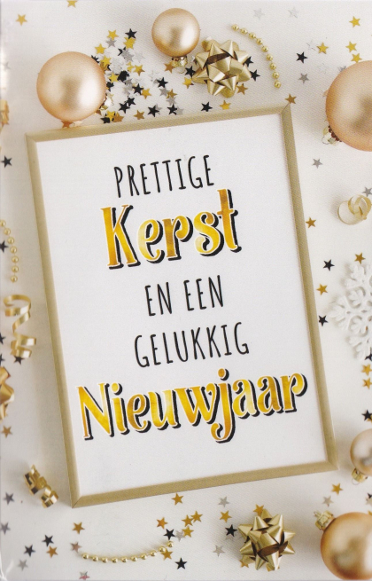 kerstkaartje met gouden versiering