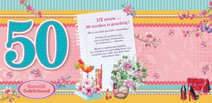 verjaardagskaart 50 jaar drieluik kaarten voor vrouwen