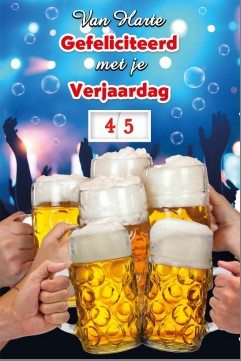 verjaardagskaart met bier en met draaischijf