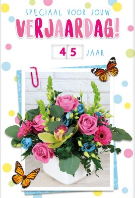 verjaardagskaart met bloemen
