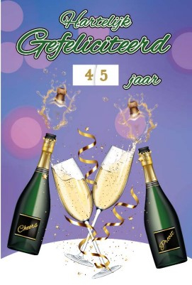 verjaardagskaart met champagne en met draaischijf