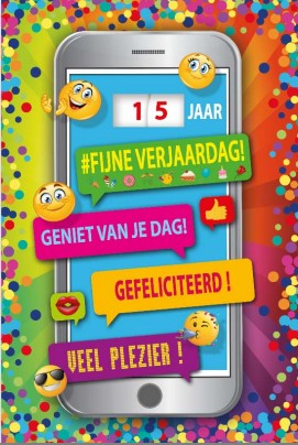 Verjaardagskaart met smileys en met draaischijf