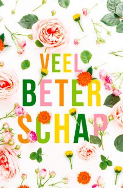 Veel beterschap kaart met bloemen