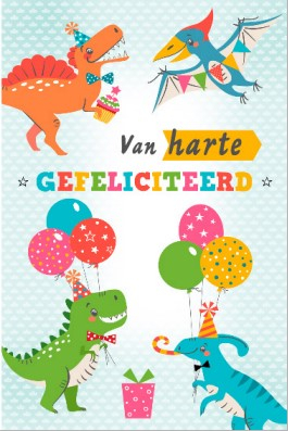 Felicitatie kaarten met dinosaurussen