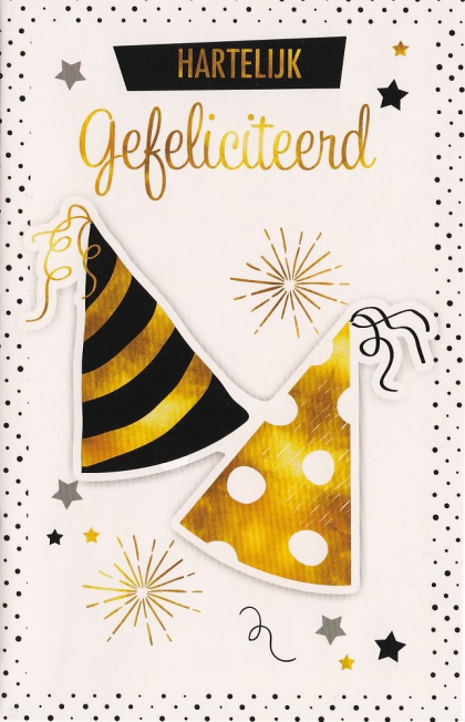 felicitatiekaart met feesthoedjes