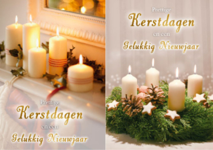 kerstkaart met kaarsen