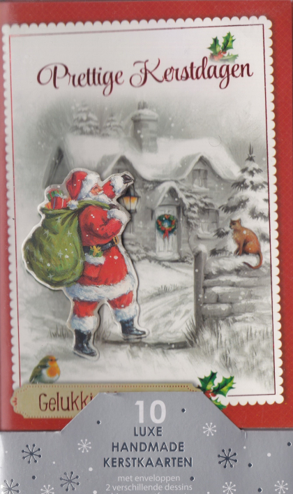 Luxe nostalgische kertskaart met kerstman