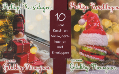 Kerst en Nieuwjaarskaarten met elfje en kerstbal