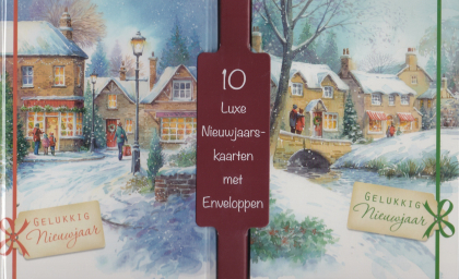 Nieuwjaars-kaarten met een besneeuwd dorpje