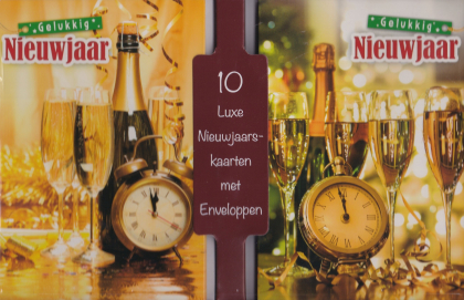 Nieuwjaars-kaarten met champagne flessen 