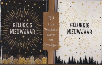 Nieuwjaars-kaarten met een simpel vuurwerk ontwerp op zwart en wit
