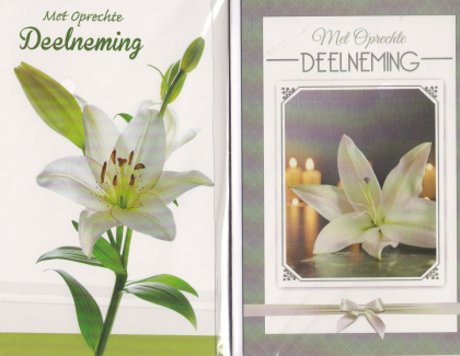 Rouwkaarten met een witte bloem