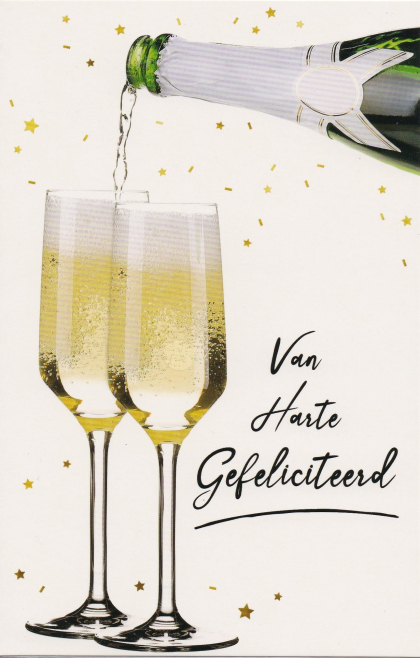 felicitatiekaart met 2 glazen champagne