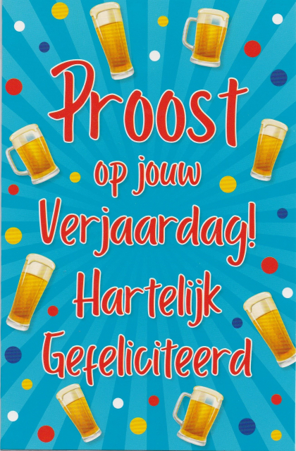 blauwe proost felicitatiekaart