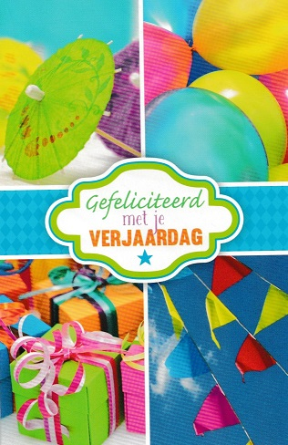 feestelijke verjaardagskaart ballonnen en slingers