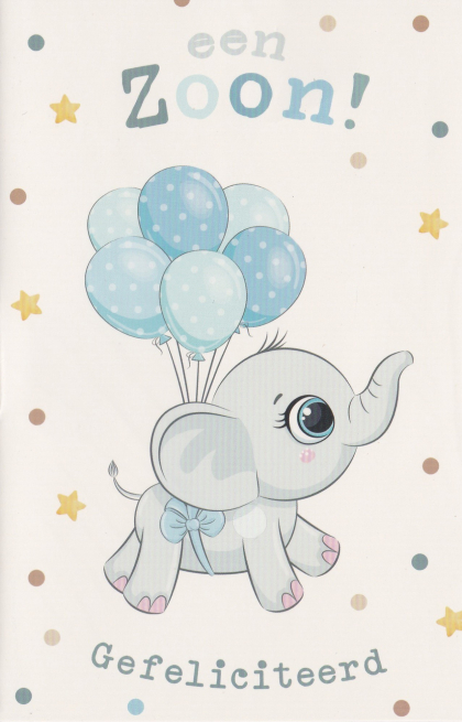 Geboortekaart voor zoon met schattige olifant