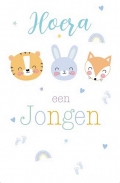 geboortekaart met dieren voor een jongen