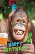 verjaardagskaart met aap
