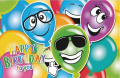verjaardagskaart met ballonnen met gezichten