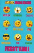 Verjaardagskaart met emoji's en tekst