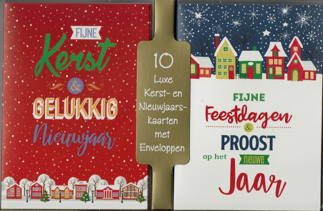 een paar abstract Sherlock Holmes 10 goedkope kerstkaarten in box met enveloppen
