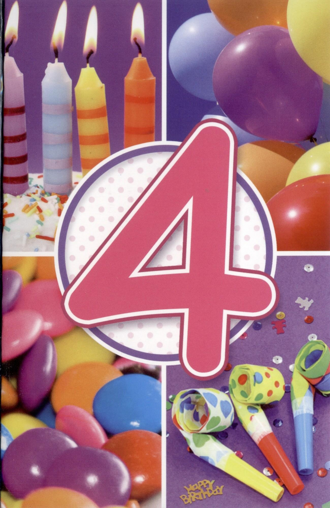 Overtreden komedie robot Verjaardagskaartje voor een 4 jarige, kaartje 4 jaar bestellen