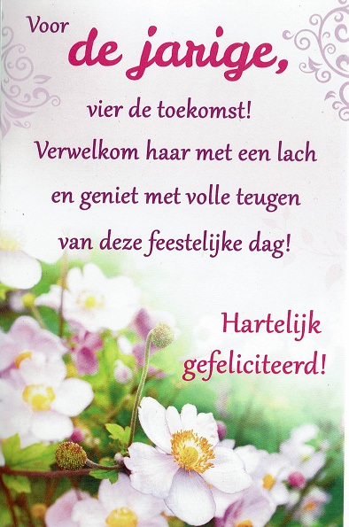 Opeenvolgend Incarijk bon Verjaardag tekstkaart voor vrouwen Voor de jarige...