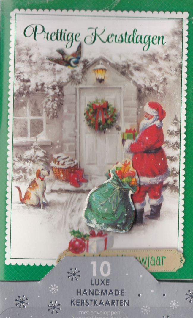Luxe nostalgische kertskaart met kerstman